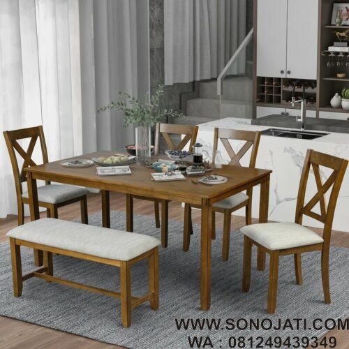 Set Meja Makan Minimalis Santa 6