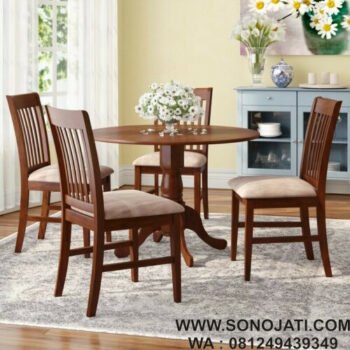Set Meja Makan Minimalis Spruill Drop Leaf Rubberwood