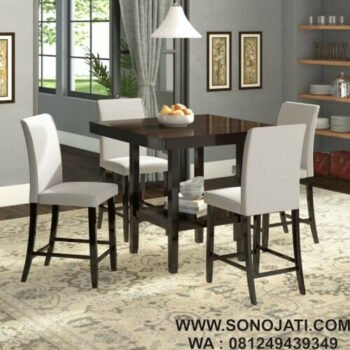 Set Meja Makan Modern Kayu Solid Keefe 4 Buah