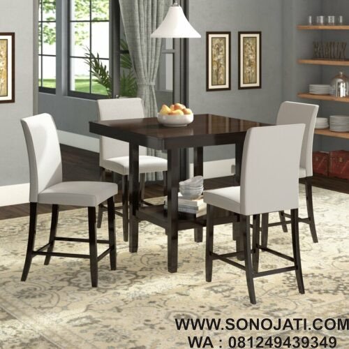 Set Meja Makan Modern Kayu Solid Keefe 4 Buah