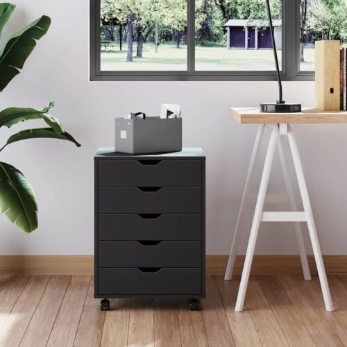 Graziani Wood Lemari Arsip Vertikal 5 Laci Mobile
