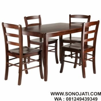 Set Meja Makan Kayu Solid Hemphill 5 Buah