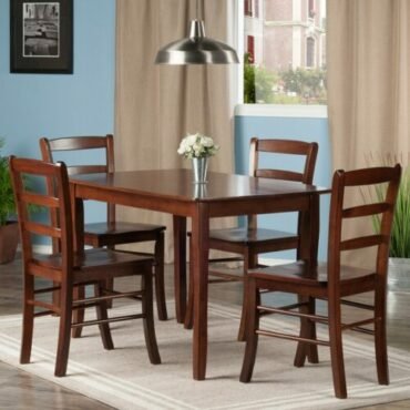 Set Meja Makan Kayu Solid Hemphill 5 Buah