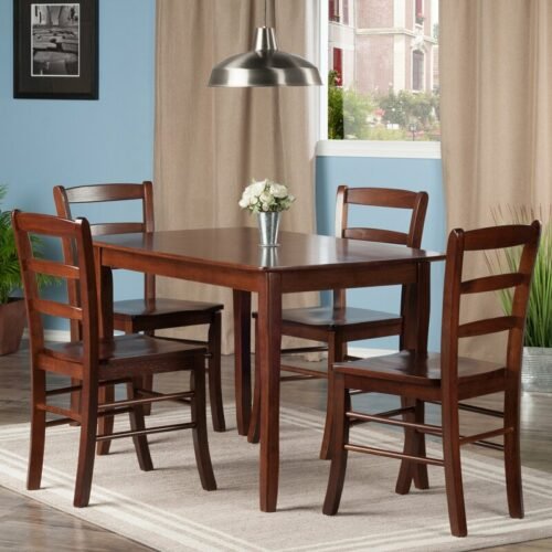 Set Meja Makan Kayu Solid Hemphill 5 Buah