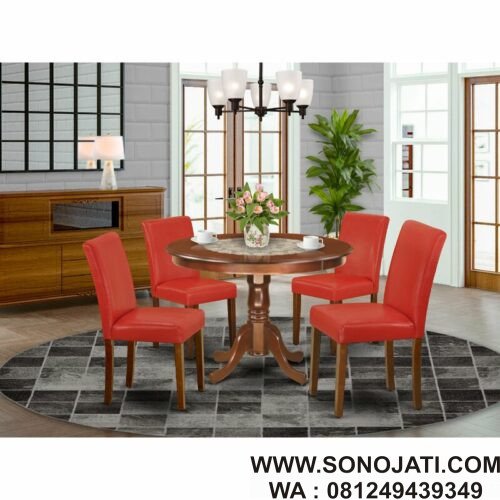 Meja Makan Set Red Antonne 5 Piece