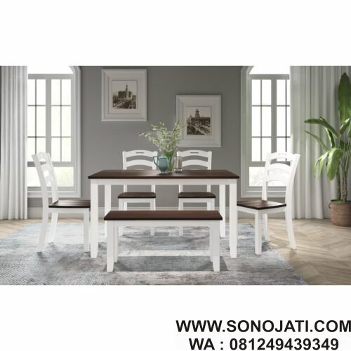 Set Meja Makan Duco Putih Glendale Heights 6