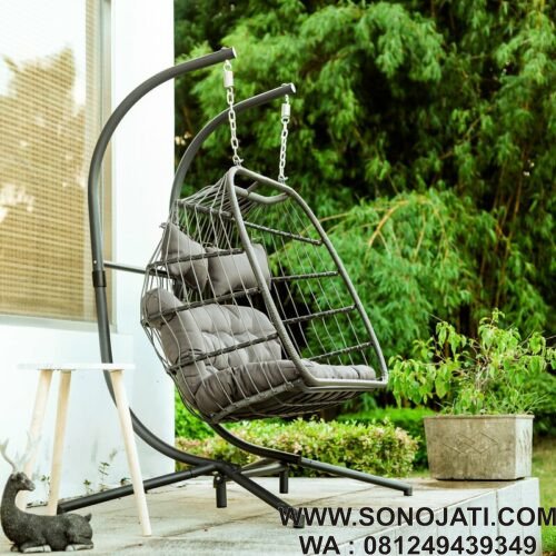 Ayunan Rotan Sintetis Abu Abu Krausgrill Luxury