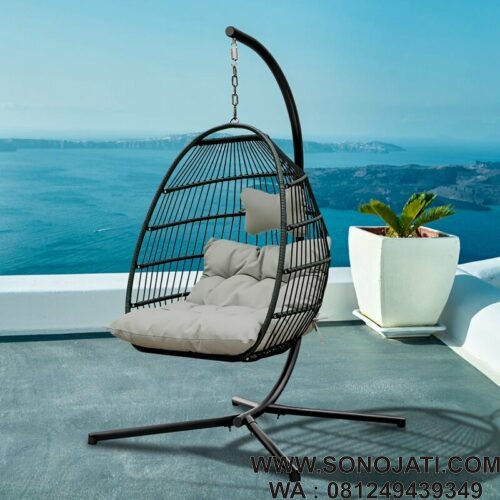 Kursi Gantung Rotan Swing Chair Krem