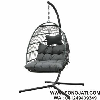 Kursi Rotan Gantung Abu Abu Gelap Swing Chair