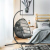 Kursi Rotan Gantung Abu Abu Gelap Swing Chair