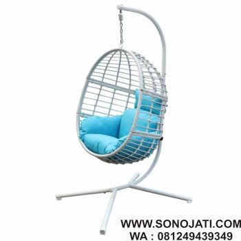 Model Kursi Ayunan Rotan Putih Biru Wolsingham