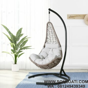 Model Kursi Rotan Ayunan Telur Patio Wicker putih