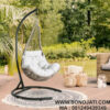 Model Kursi Rotan Ayunan Telur Patio Wicker putih