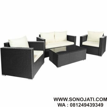 Kursi Rotan Minimalis Tempat Duduk dengan Bantal