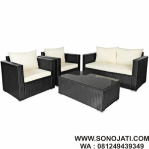 Kursi Rotan Minimalis Tempat Duduk dengan Bantal