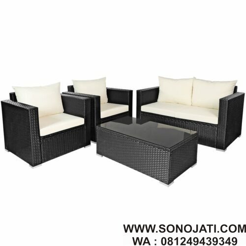 Kursi Rotan Minimalis Tempat Duduk dengan Bantal