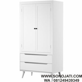 Lemari Pakaian Minimalis Putih Eisen Armoire