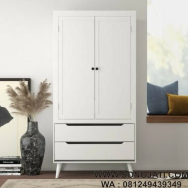 Lemari Pakaian Minimalis Putih Eisen Armoire