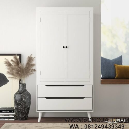 Lemari Pakaian Minimalis Putih Eisen Armoire