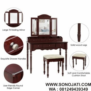 Meja Rias Cantik Minimalis Dengan 7 Laci Organizer