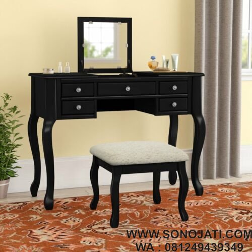 Set Meja Rias Hitam Gwendolyn