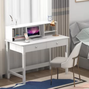 Meja Belajar Minimalis Modern Putih Hutch