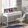 Meja Belajar Minimalis Modern Putih Hutch