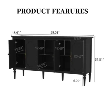 Lemari empat pintu Hitam vintage Emrush