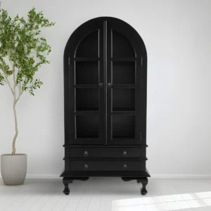 Lemari Piring Hitam Kayu Solid Farreli