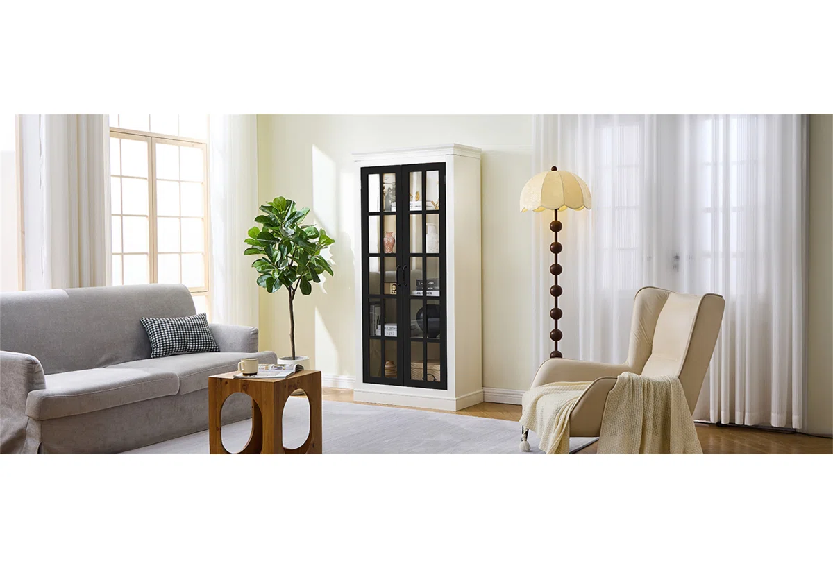 Lemari Dapur Berdiri Putih Hitam Lark Manor™ Lemari Dapur Berdiri Putih Hitam Lark Manor™