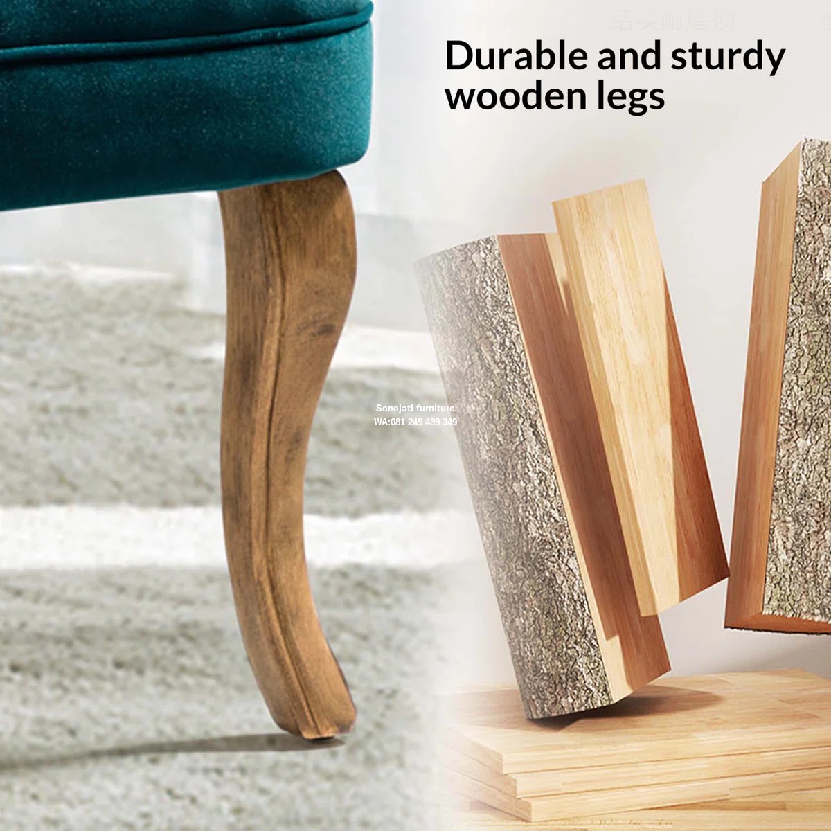 Kursi Samping Meja Rias Jonnah Berumbai dengan Kaki Kayu Solid Kursi Samping Meja Rias Jonnah Berumbai dengan Kaki Kayu Solid
