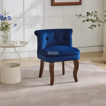 Kursi Rias Beludru Berlapis Kain Berumbai dengan Kaki Kayu Solid Rumah Hampton®