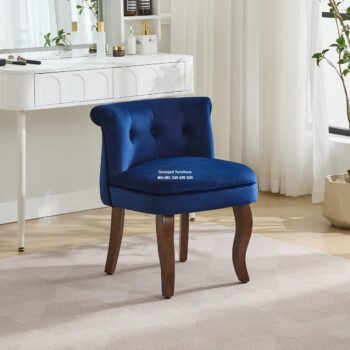 Kursi Rias Beludru Berlapis Kain Berumbai dengan Kaki Kayu Solid Rumah Hampton®