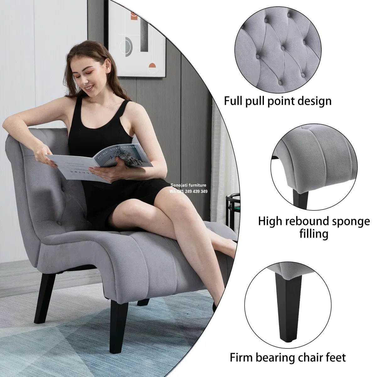 Kursi Sofa Selop Beludru Dorothe Kursi Sofa Selop Beludru Dorothe