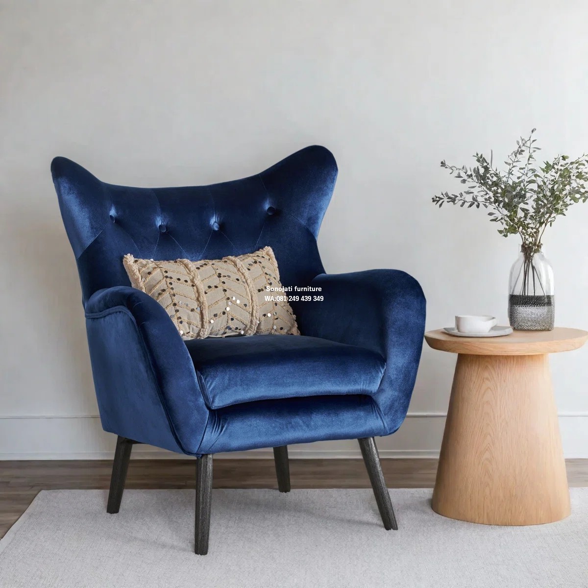 Kursi Sofa berlengan beludru Rumah Hampton Kursi Sofa berlengan beludru Rumah Hampton