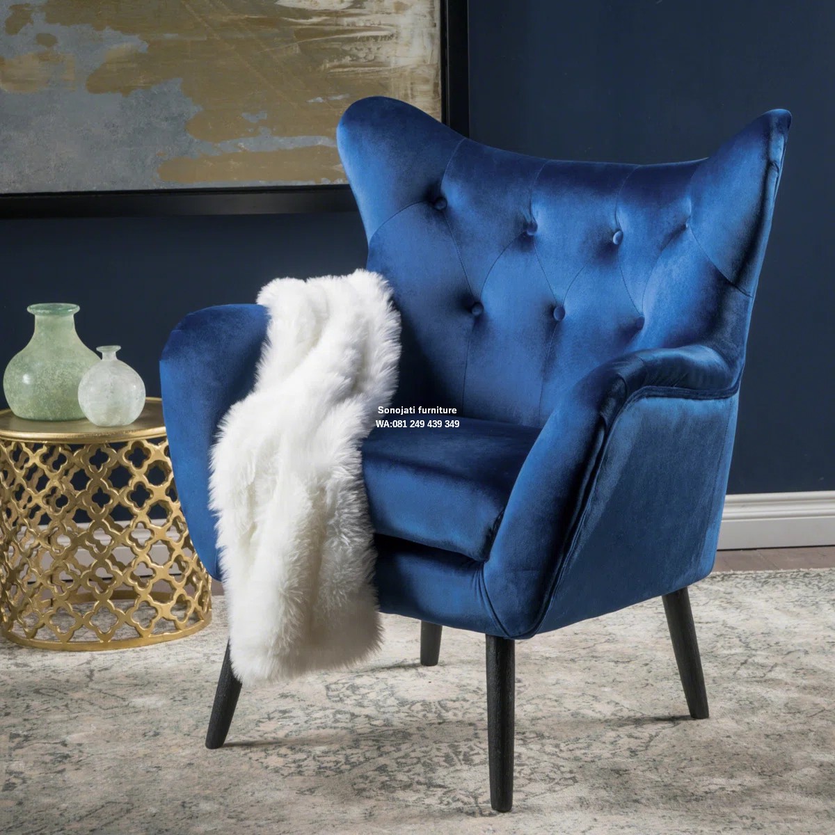 Kursi Sofa berlengan beludru Rumah Hampton Kursi Sofa berlengan beludru Rumah Hampton