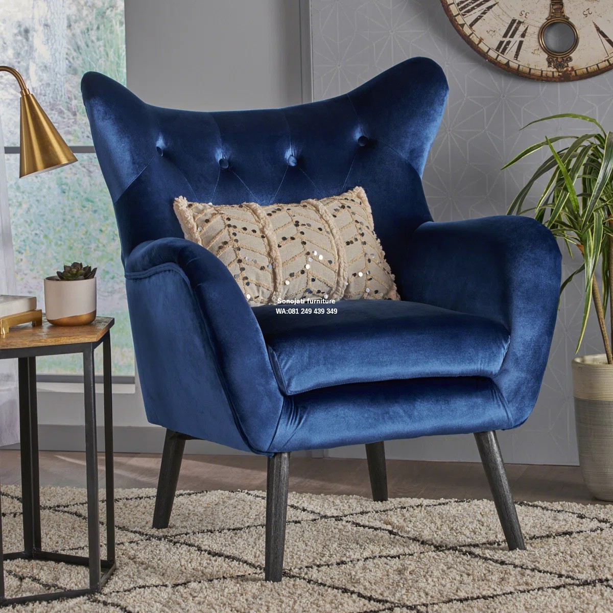 Kursi Sofa berlengan beludru Rumah Hampton Kursi Sofa berlengan beludru Rumah Hampton