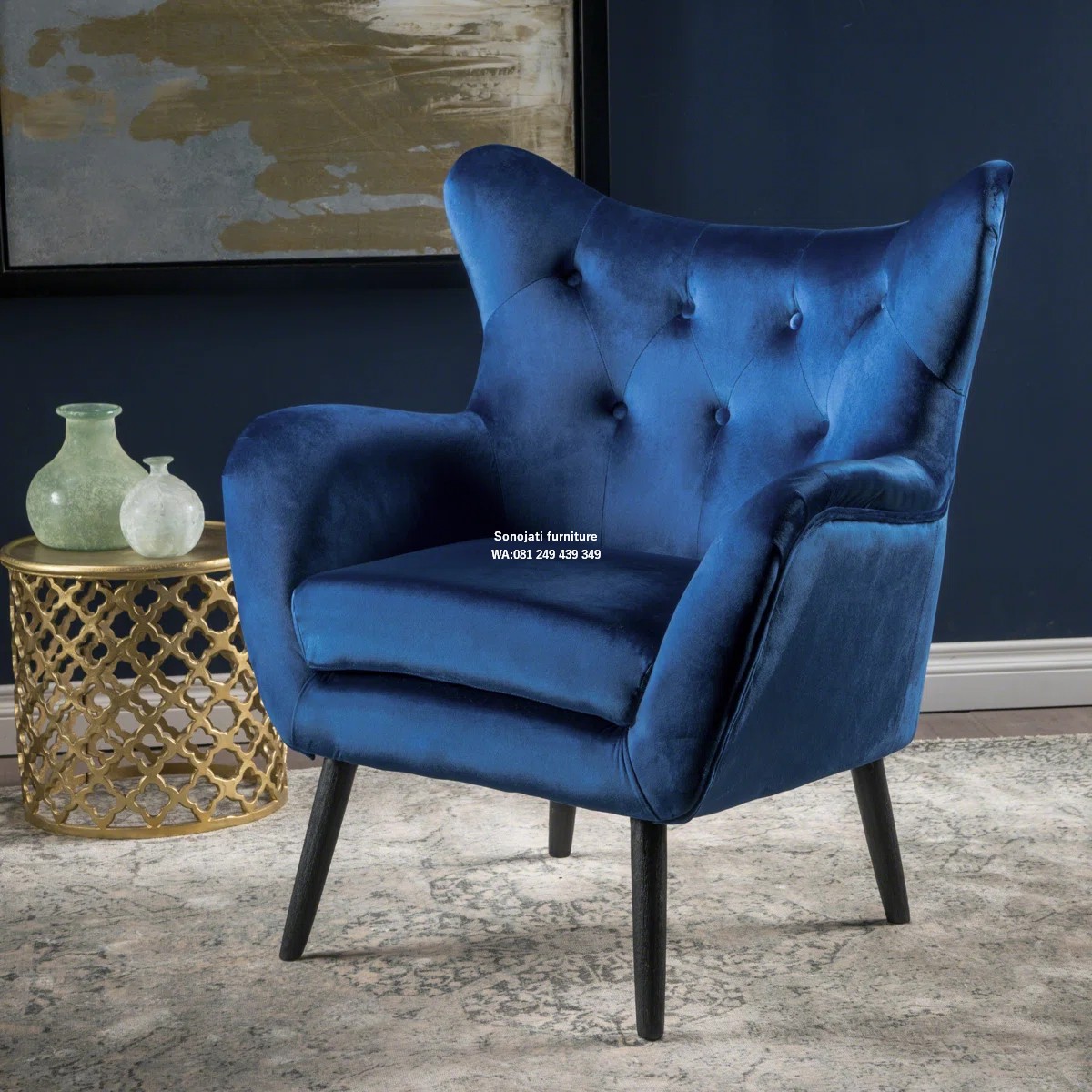 Kursi Sofa berlengan beludru Rumah Hampton Kursi Sofa berlengan beludru Rumah Hampton