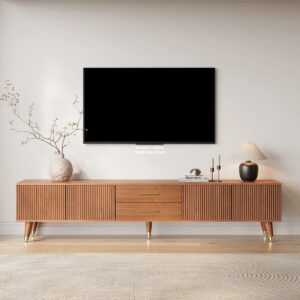 Meja TV Cokelat Gaya Mid-Century Modern Desain Hoku