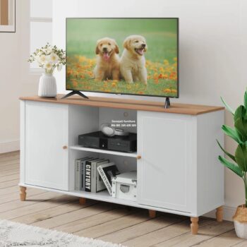 Model Meja TV Putih Minimalis Woody