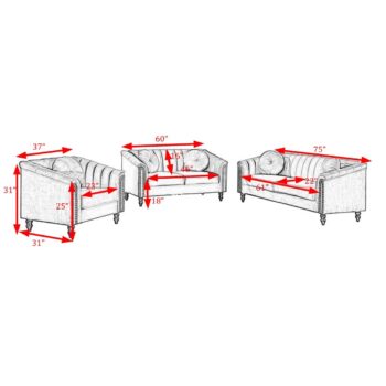 Set Ruang Tamu Beludru 3 Bagian Berwarna Truker