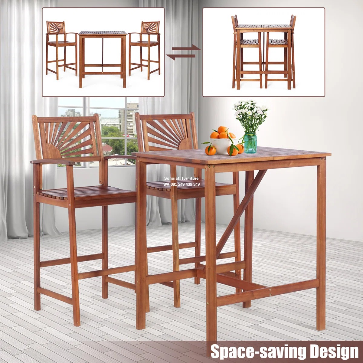 Set Meja Makan Teras Kayu Minimalis Costway Set Meja Makan Teras Kayu Minimalis Costway