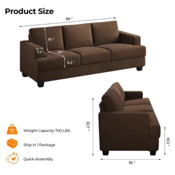 Set Sofa Ruang Tamu 2 Bagian Cokelat Latitude